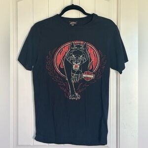 Harley-Davidson Black and Red Wolf with Flames Tee